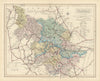 West Riding of Yorkshire antique county map by J & C Walker. Railways 1870