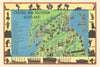 Central and Southern Scotland pictorial map. ALNWICK 1937 old vintage