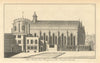 The South East Prospect of the Temple Church by Benjamin Cole 1760 old print
