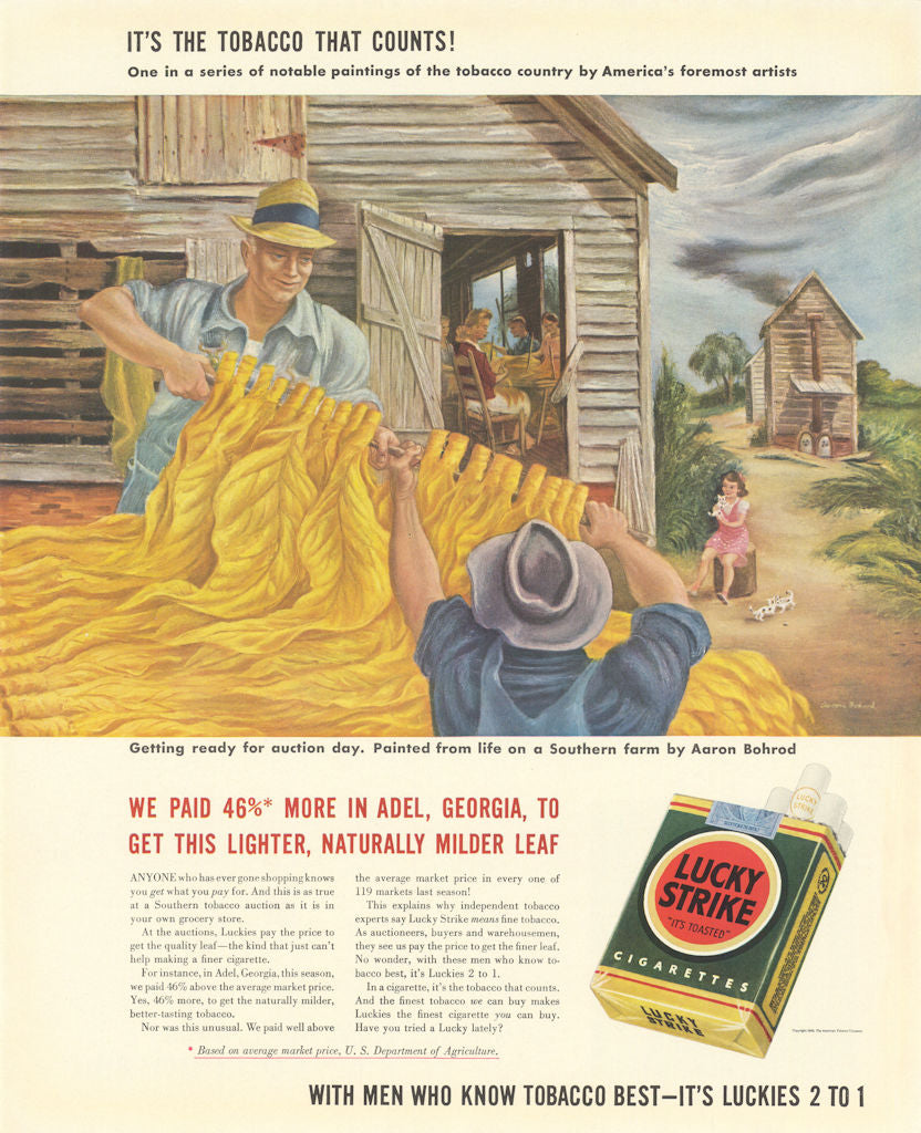 it's the tobacco that counts Lucky Strike Cigarettes. It's the Tobacco that counts! Advertisement 1942 –  Antiquemapsandprints.com