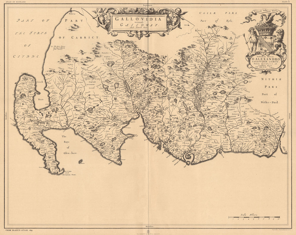 'Gallovidia vernacule Galloway'. Scotland. BLAEU 1654 facsimile. LARGE 1912 map