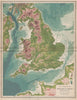 ENGLAND AND WALES. Physical Map. LARGE. BARTHOLOMEW 1903 old antique chart