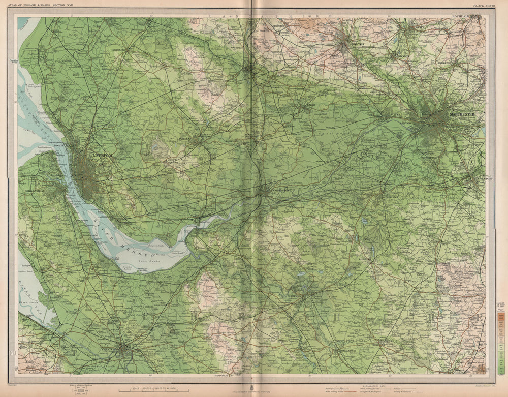 NW ENGLAND. Liverpool Manchester Cheshire Bolton Wilmslow Bolton. LARGE 1903 map
