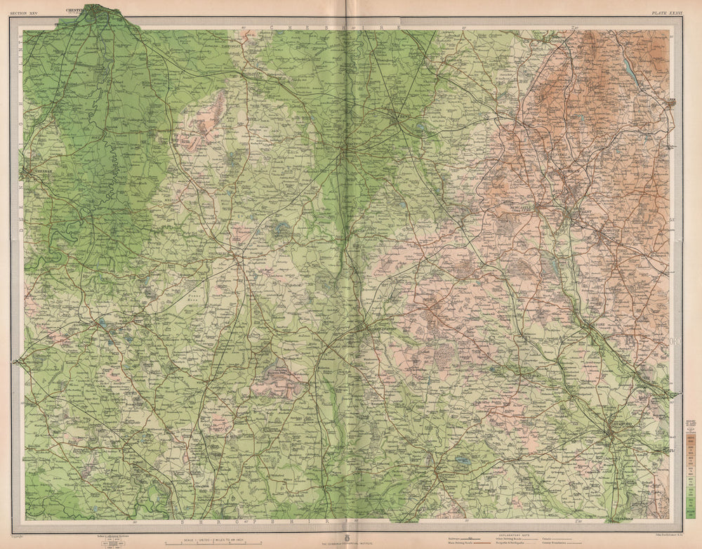 WELSH MARCHES. Crewe Stoke-on-Trent Stafford Wrexham Shrops Cheshire 1903 map