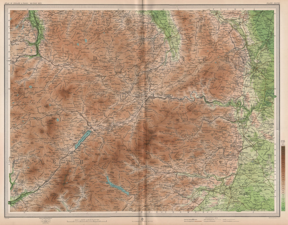 DEE VALLEY. Bala Wrexham Llangollen Corwen Chirk Ceiriog Vale Clwyd 1903 map