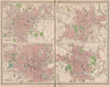 ENGLISH CITIES Plans. Sheffield Nottingham Birmingham Leicester. LARGE 1903 map