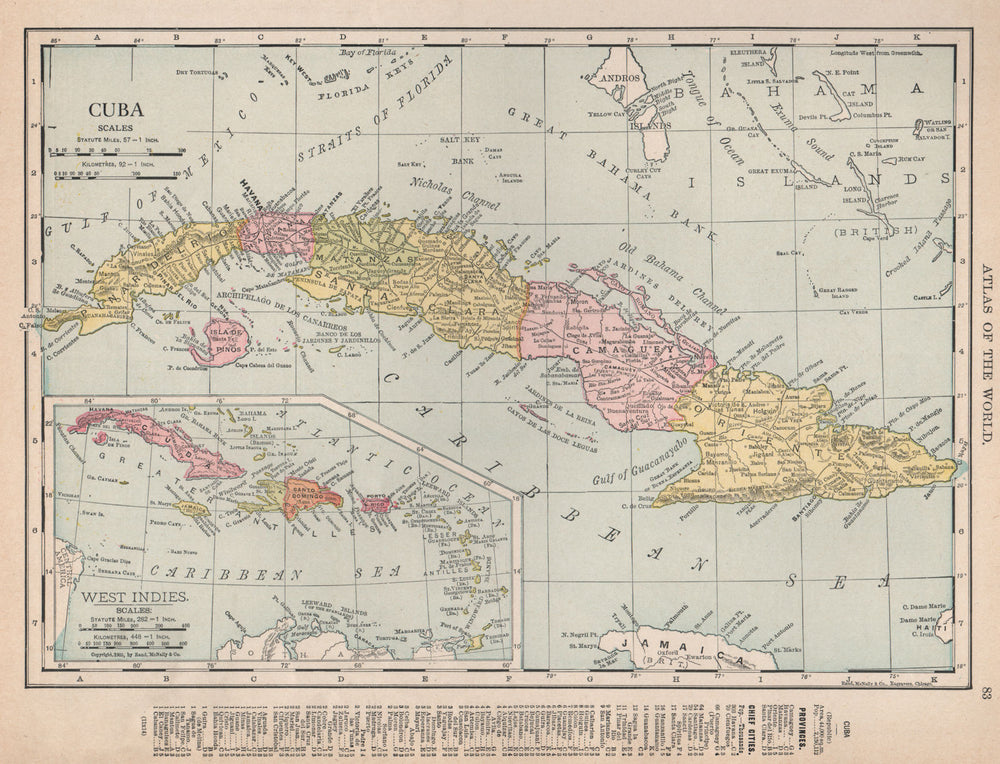 Cuba showing provinces. RAND MCNALLY 1912 old antique vintage map plan chart