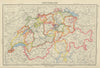 SWITZERLAND. showing cantons & railways. BARTHOLOMEW 1947 old vintage map
