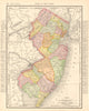 New Jersey state map showing counties. RAND MCNALLY 1906 old antique chart