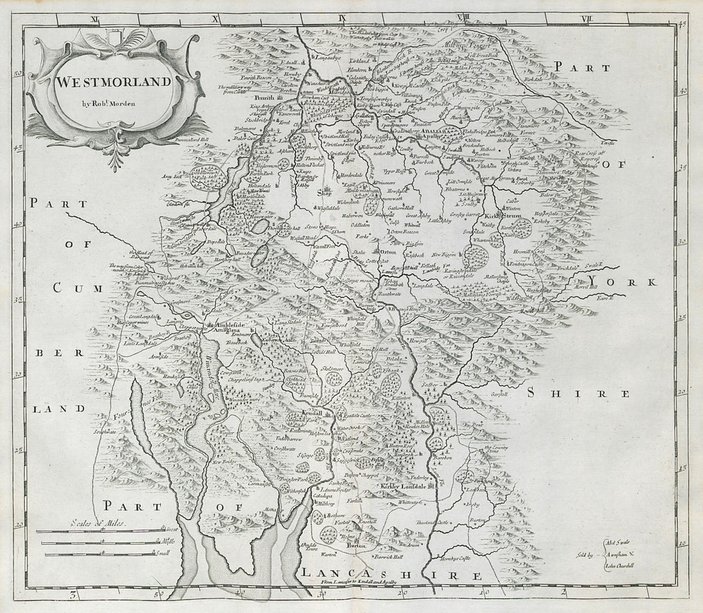 Westmoreland. 'WESTMORLAND' by ROBERT MORDEN from Camden's Britannia 1722 map