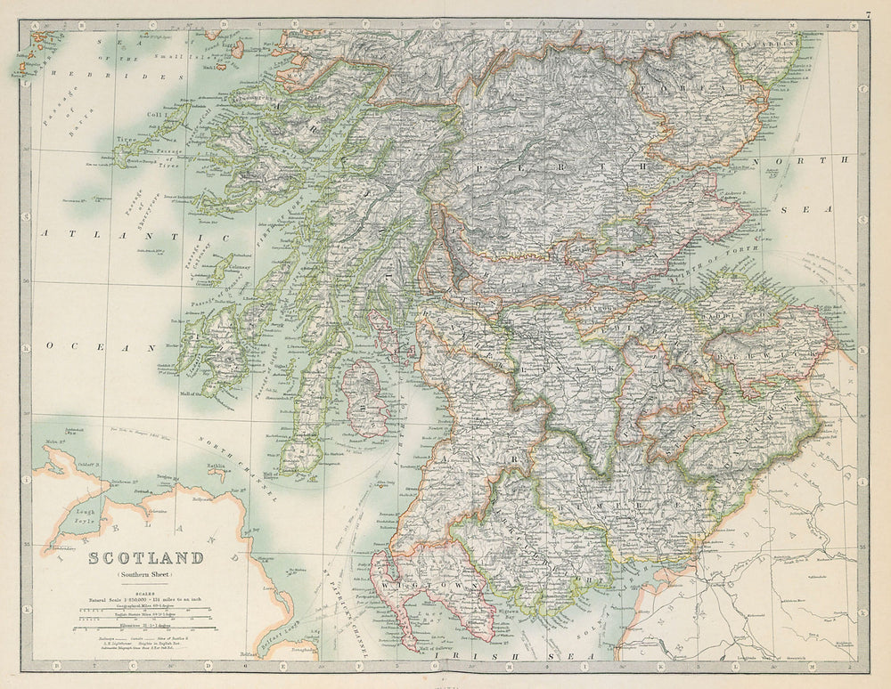 SOUTHERN SCOTLAND showing battlefields and dates. JOHNSTON 1915 old map