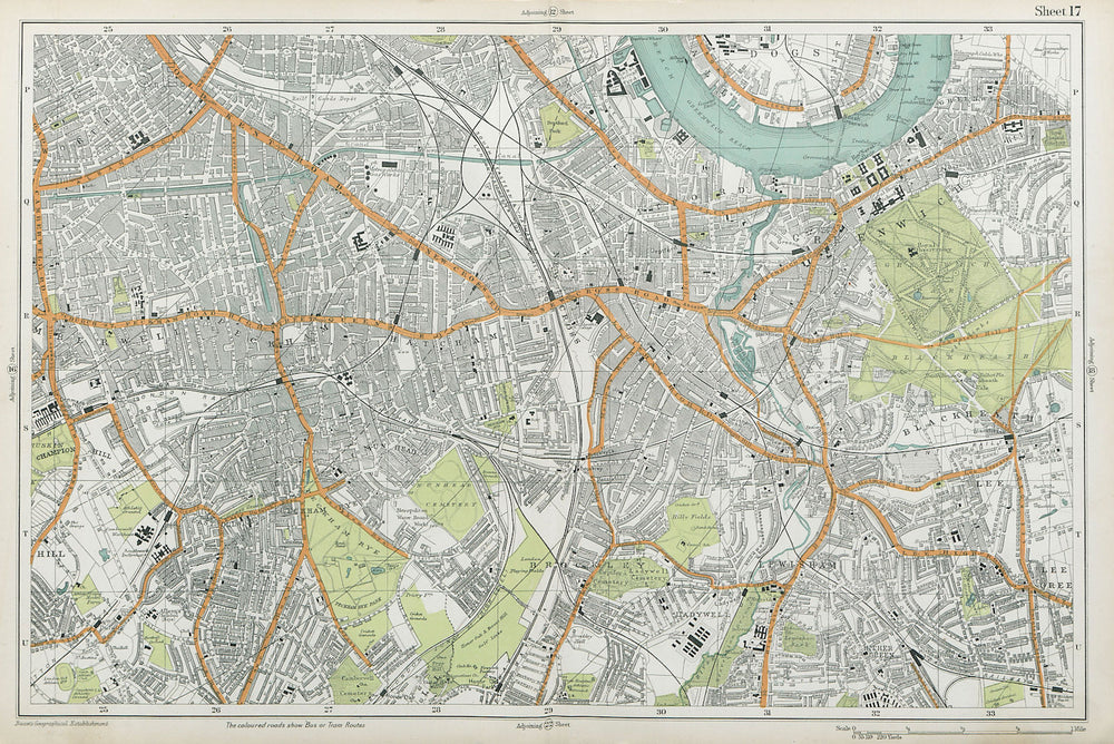 LONDON SOUTH Camberwell Greenwich Deptford Lewisham Southwark. BACON  1920 map