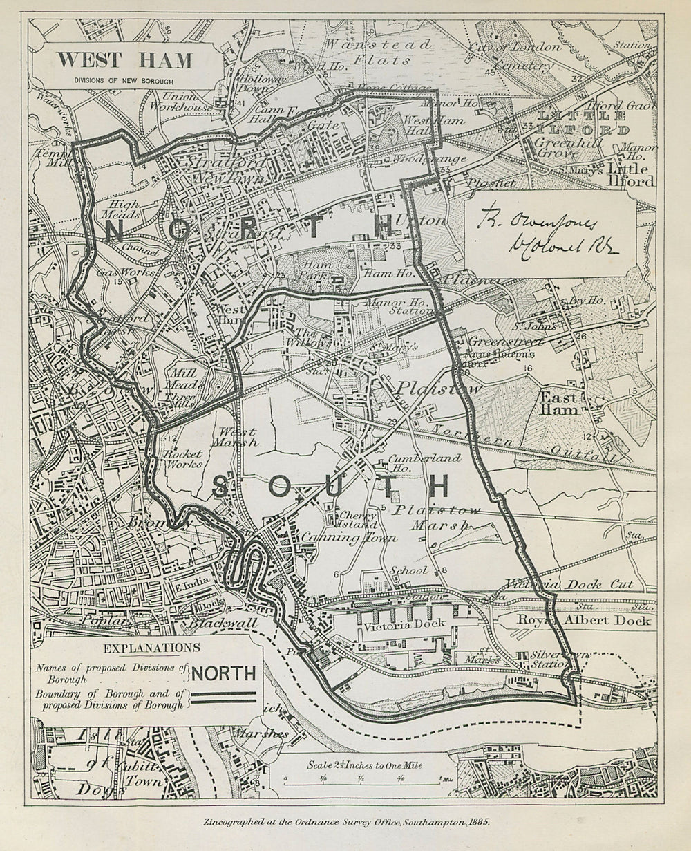 West Ham Parliamentary Borough. Stratford Plaistow. BOUNDARY COMMISSION 1885 map
