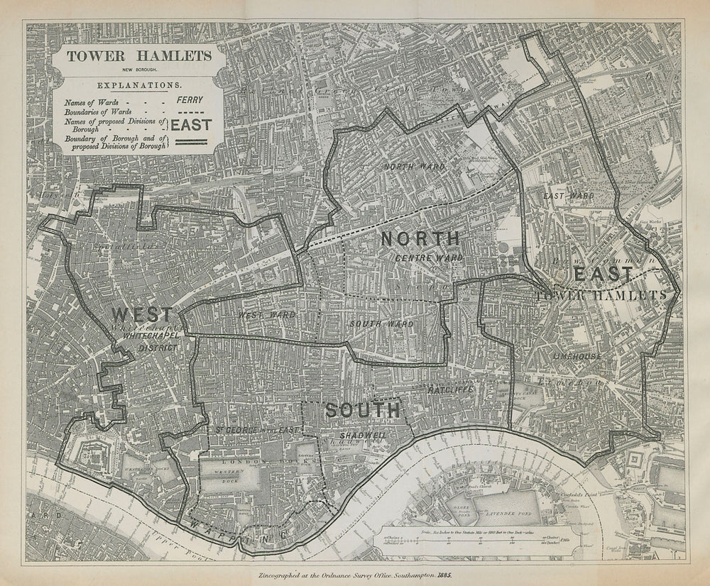 Tower Hamlets Parliamentary Borough. Whitechapel. BOUNDARY COMMISSION 1885 map