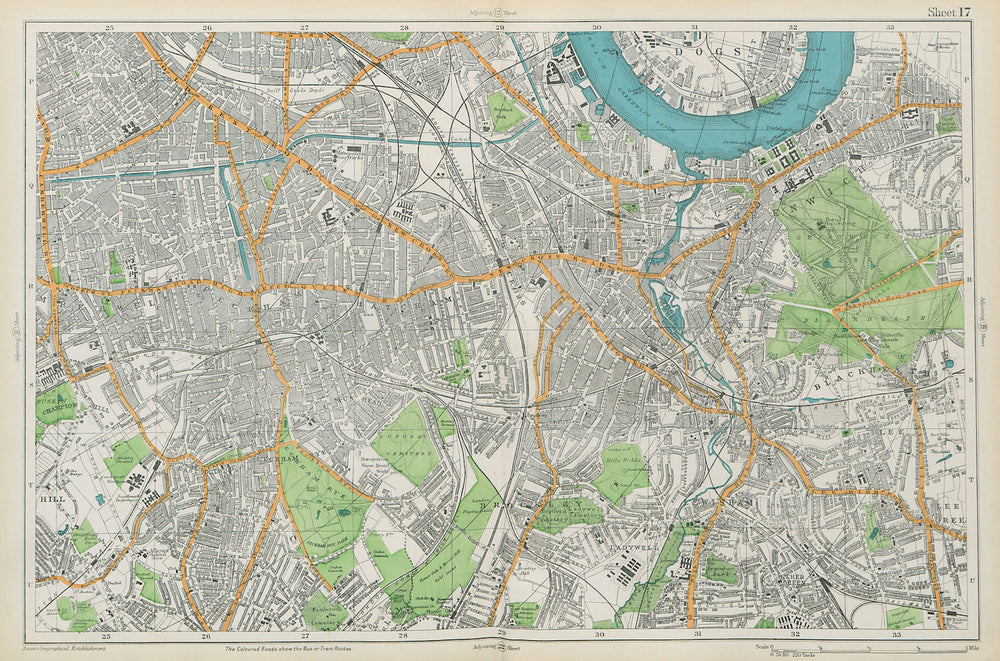 LONDON SOUTH Camberwell Greenwich Deptford Lewisham Southwark. BACON  1913 map