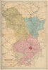 DERBYSHIRE antique county map by GW BACON 1883 old plan chart
