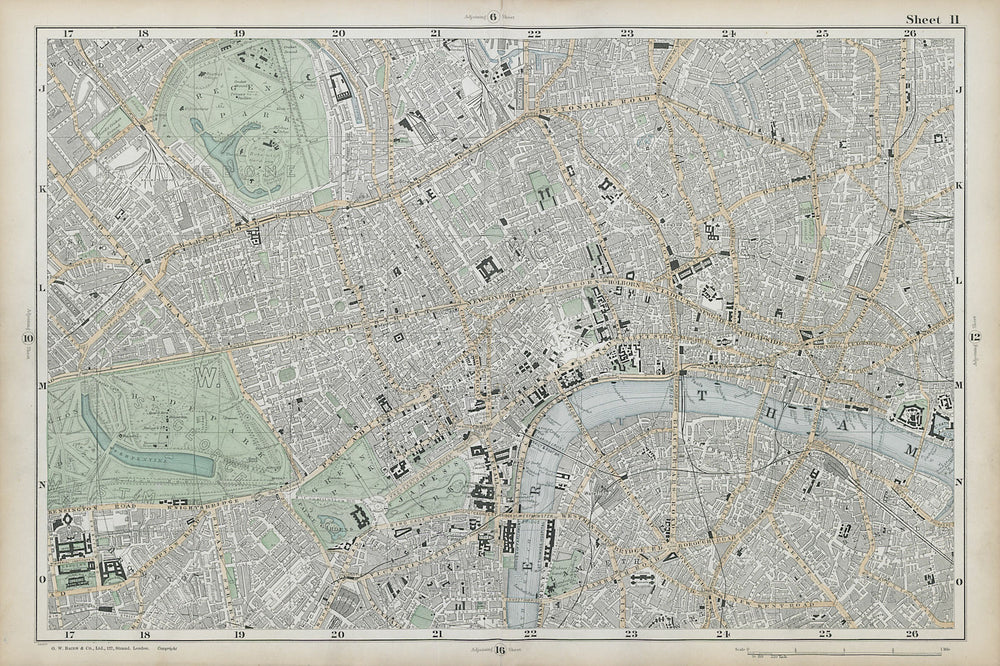 CENTRAL LONDON West End City Southwark Westminster Shoreditch. BACON  1906 map