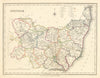 Antique county map of SUFFOLK by Creighton & Starling for Lewis c1840 old