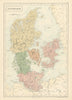 Denmark, including Schleswig/Sleswick & Holstein. SIDNEY HALL 1862 old map