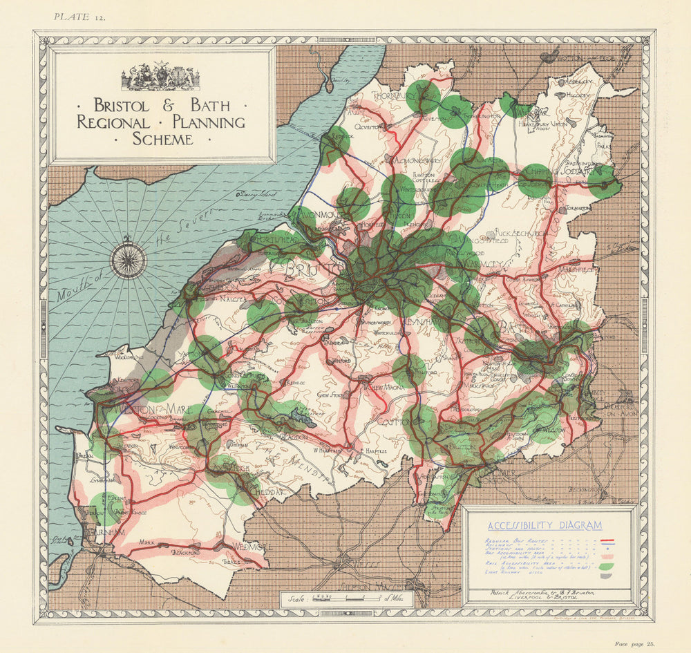 Rail & bus access diagram. Bristol & Bath Regional Plan. ABERCROMBIE 1930 map
