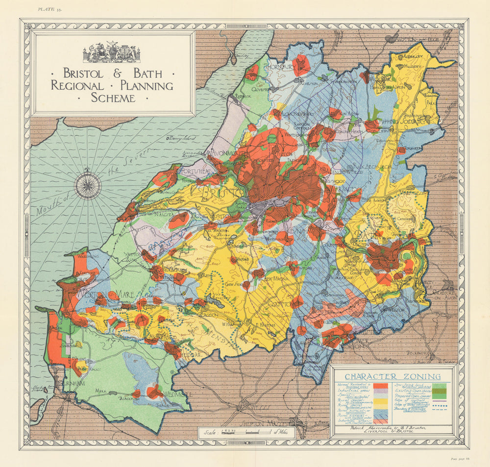 Character zoning. Bristol & Bath Regional Planning Scheme. ABERCROMBIE 1930 map