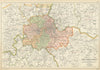 LONDON CORONERS DISTRICTS. Vintage map. BACON 1913 old antique plan chart