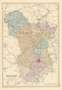 DERBYSHIRE antique county map by GW BACON 1891 old plan chart