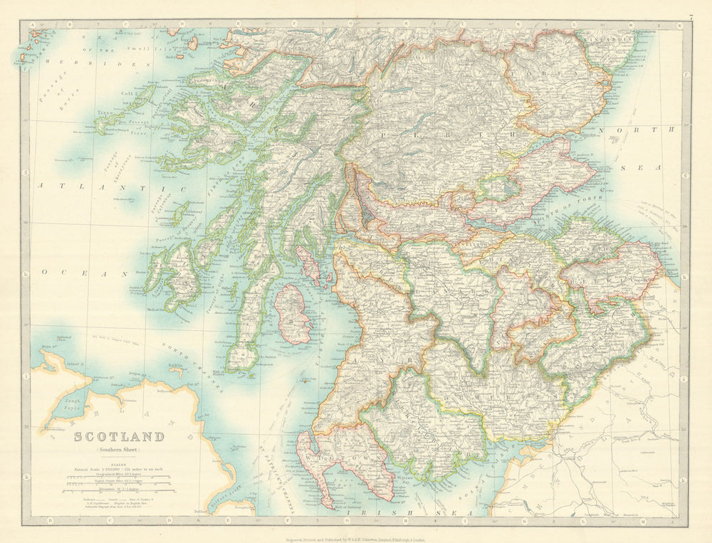 SOUTHERN SCOTLAND showing battlefields and dates. JOHNSTON 1913 old map
