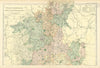WORCESTERSHIRE & GLOUCESTERSHIRE (North) antique county map by GW BACON 1898