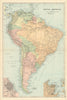 SOUTH AMERICA Brazil Argentina Chile Peru Ecuador by GW BACON 1898 old map