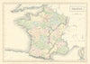 France in provinces showing railways. JOHN BARTHOLOMEW 1854 old antique map