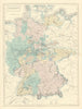 Germany showing states, by SIDNEY HALL 1854 old antique vintage map plan chart