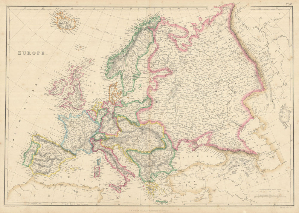 Europe by Joseph Wilson Lowry. Great Powers 1860 old antique map plan chart