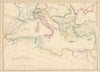 The Shores of the Mediterranean Sea. HUGHES 1860 old antique map plan chart