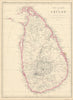 The Island of Ceylon by Edward Weller. Sri Lanka 1860 old antique map chart