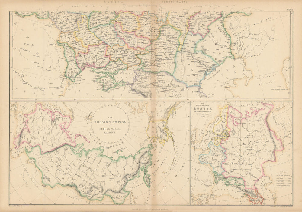 Russia in Europe, South. Ukraine. Acquisitions since 1689. WELLER 1860 old map