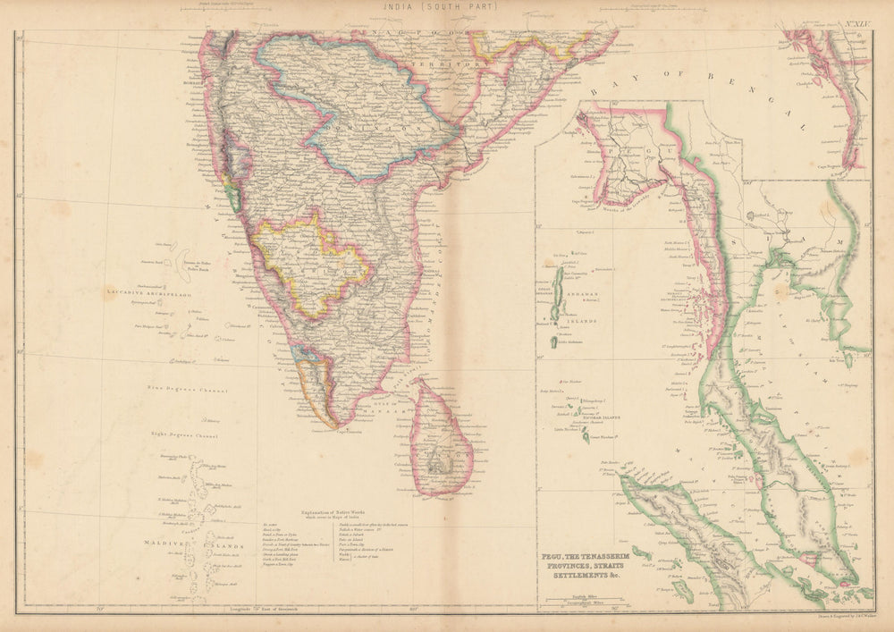 Southern India. Pegu Tenasserim Straits Settlements. Singapore. WELLER 1860 map