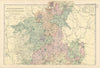 WORCESTERSHIRE & GLOUCESTERSHIRE (North) antique county map by GW BACON 1895