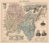 Ain département. Bourg-en-Bresse vignette. Vuillemin 1890 old antique map