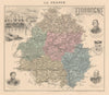 Dordogne département. Périgueux vignette. Vuillemin 1890 old antique map chart