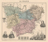 Eure département. Évreux vignette. Vuillemin 1890 old antique map plan chart