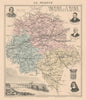 Indre-et-Loire département. Tours vignette. Vuillemin 1890 old antique map