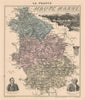 Haute-Marne département. Chaumont vignette. Vuillemin 1890 old antique map