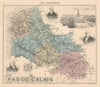 Pas-de-Calais département. Arras vignette. Vuillemin 1890 old antique map
