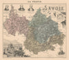 Savoie département. Chambéry vignette. Vuillemin 1890 old antique map chart