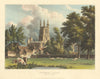 Winchester College, from the Meadow. Ackermann's schools 1816 old print