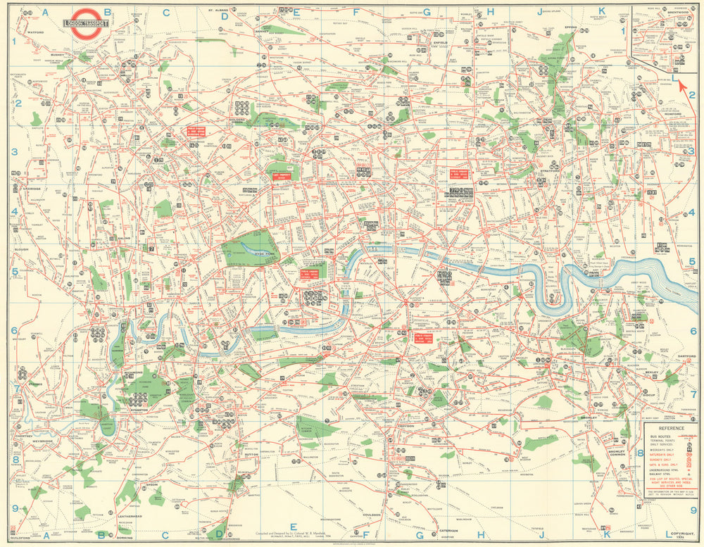 London Transport Bus Map. London Passenger Transport Board/Mansfield 1934 (1935)