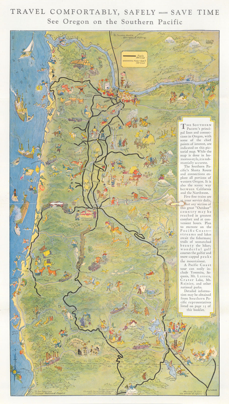 See Oregon on the Southern Pacific by Lewis Rothe. Pictorial rail map 1929