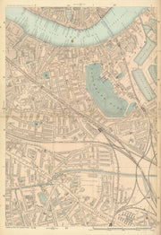 BERMONDSEY Rotherhithe Old Kent Road Wapping Canada Water Surrey Quays 1886 map