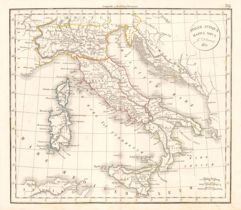 'Italiae Antiquae Mappa Nova' by Felix Delamarche. Ancient Italy 1832 old